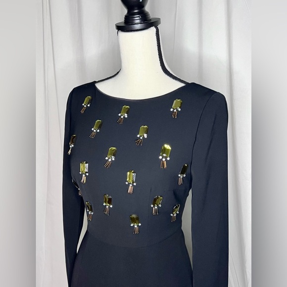 Hoss Intropia Black Long Sleeve Crystal Embellished Mini Dress - Picture 2 of 5